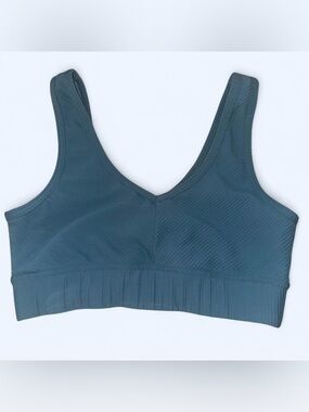 Simons Ribbed V-Neck Sports Bra - Teal Blue